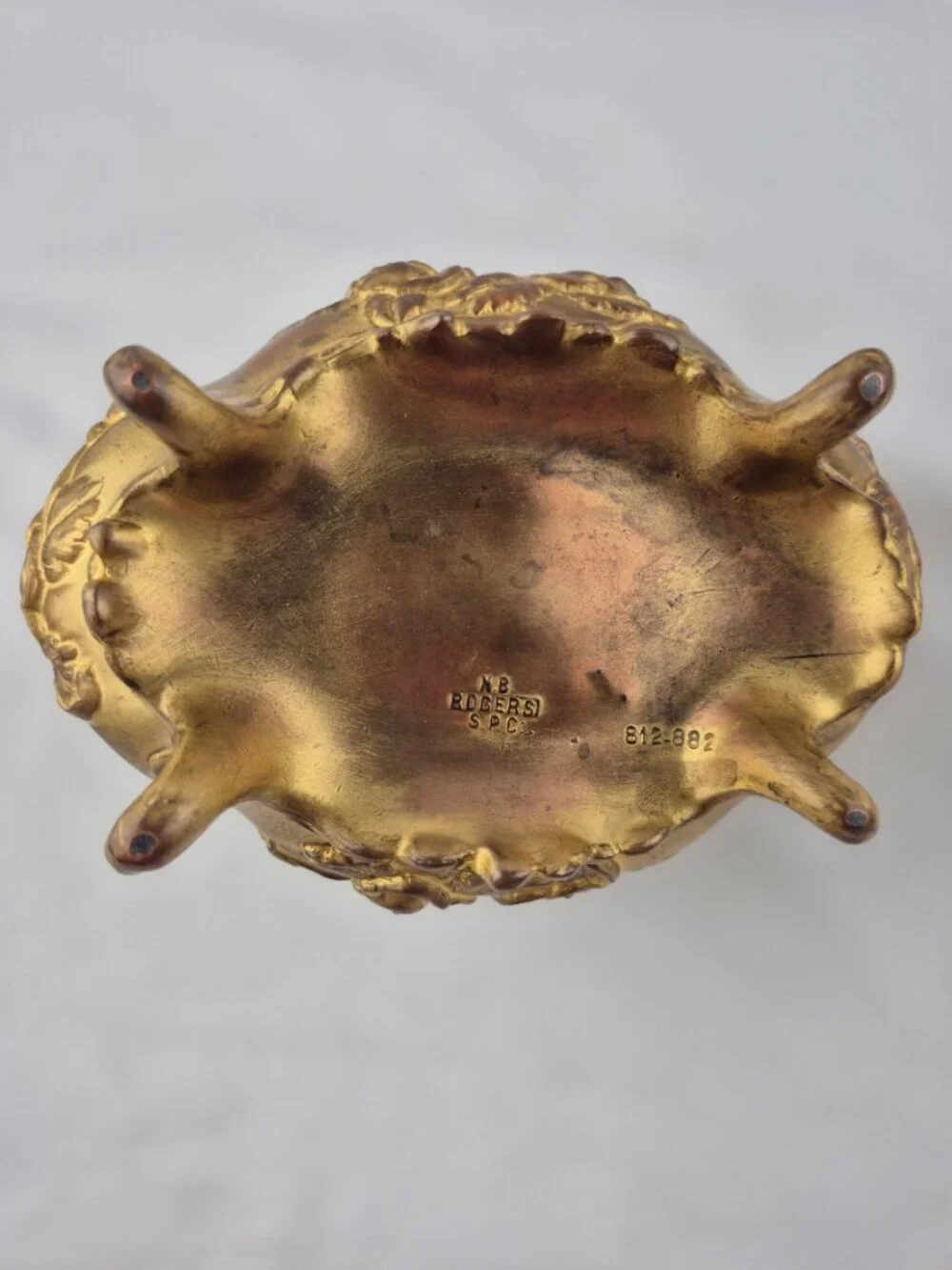 N.B. Rogers Art Nouveau Trinket Box 812-882 Jewelry Casket Rose Floral Gold Tone